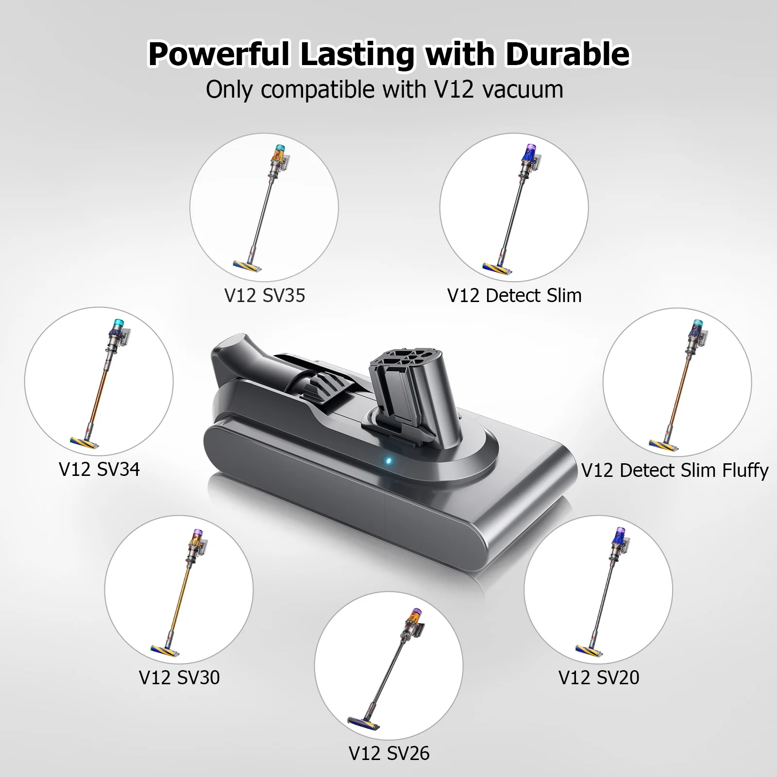 25.2V dla akumulatora Dyson V12 6000/8000/10000 mAh akumulator kompatybilny z odkurzaczem SV20 SV30 SV35 SV46 długa żywotność baterii — zdjęcie produktu 5