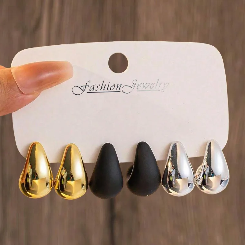 French Retro Earrings, Classic and Fashionable Water Droplet Shaped Women\'s Earrings, Versatile Earrings