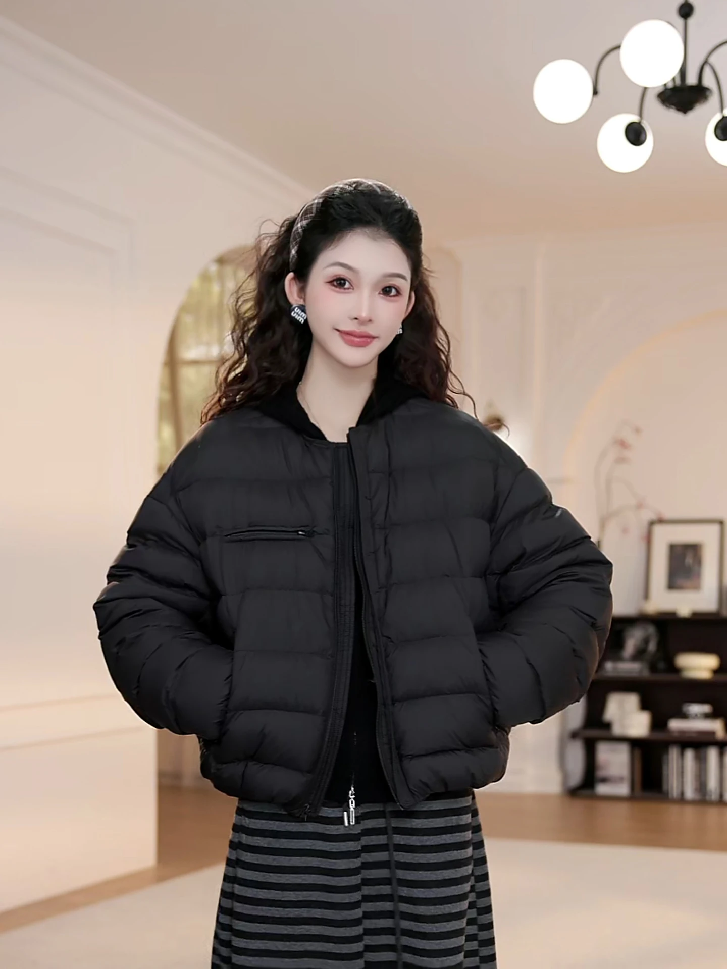 

Warmth Women's down Jaet with Fur Collar Long Sve Bread Sle Outerwear Coat YY Studio New Arrival Winter Collection