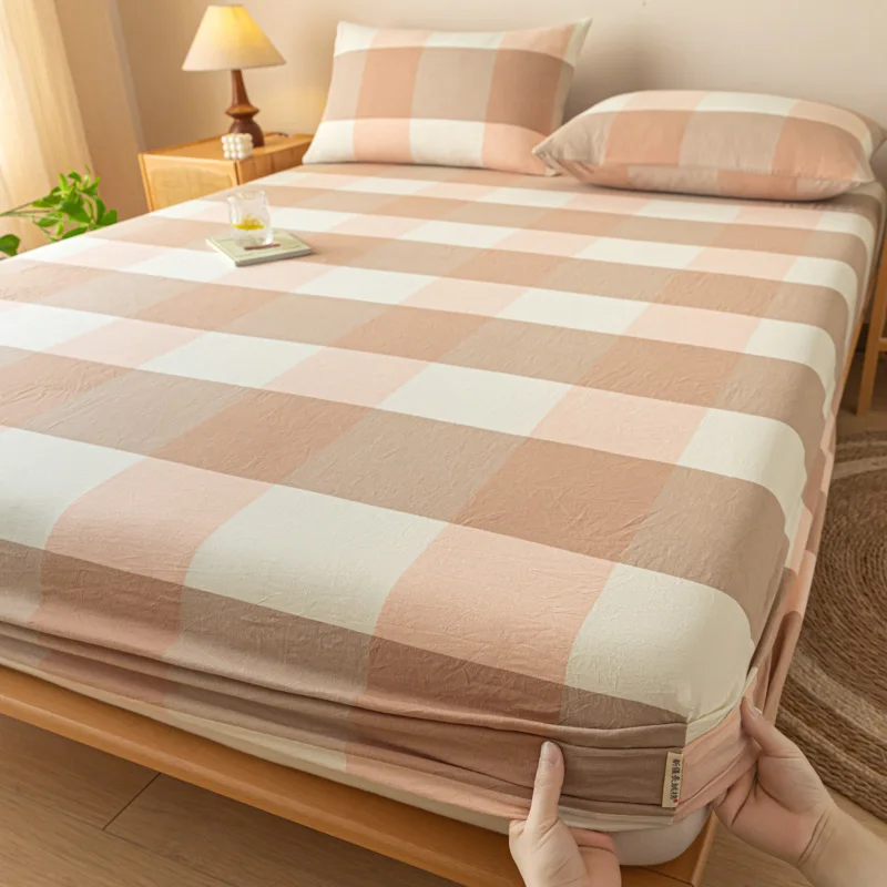 Summer and Autumn Pure Cotton Old Coarse Cloth Bedsheet Single Piece Cotton Dust Cover Anti Slip Mattress Sheet Protective Cover