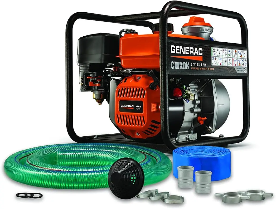 

Generac 7732 2-Inch Water Pump with Hose Kit - Powerful 208cc Engine, High Flow Rate of 158 GPM, Easy Priming,