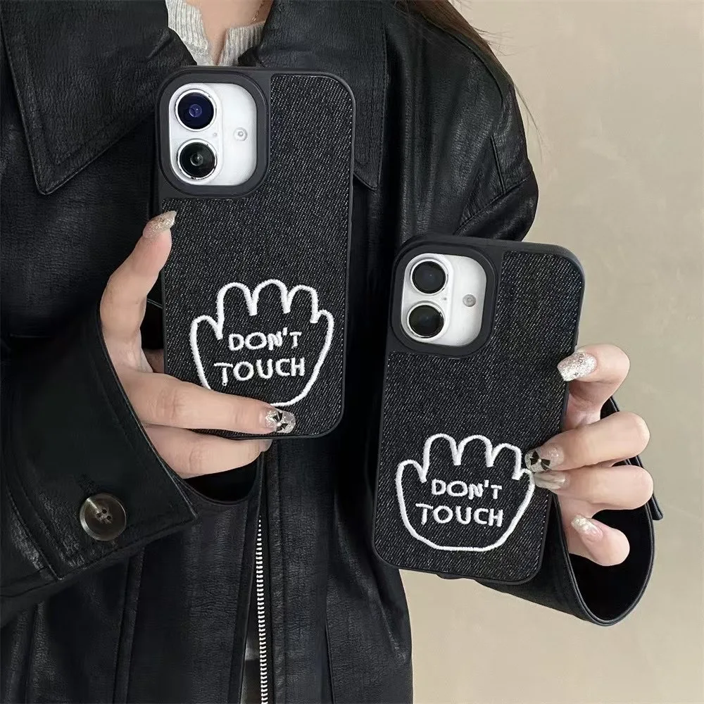 Ins Love Heart Jean Cloth Denim Case For iPhone 16 15 12 13 14 Pro Max 11 Phone Case Retro Bumper Soft Back Cover