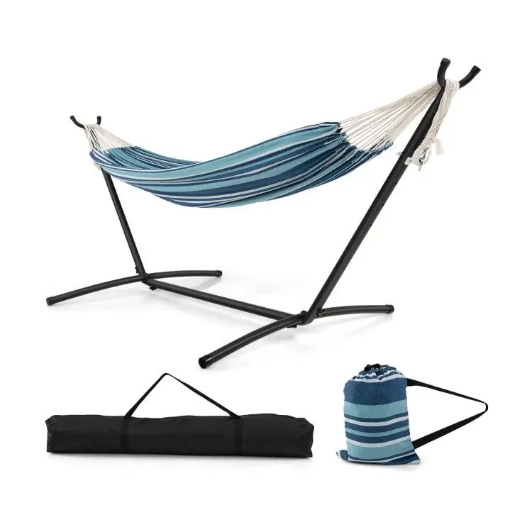 Portable Indoor/Outdoor 2-Person Double Hammock Set with Stand and Carrying Cases