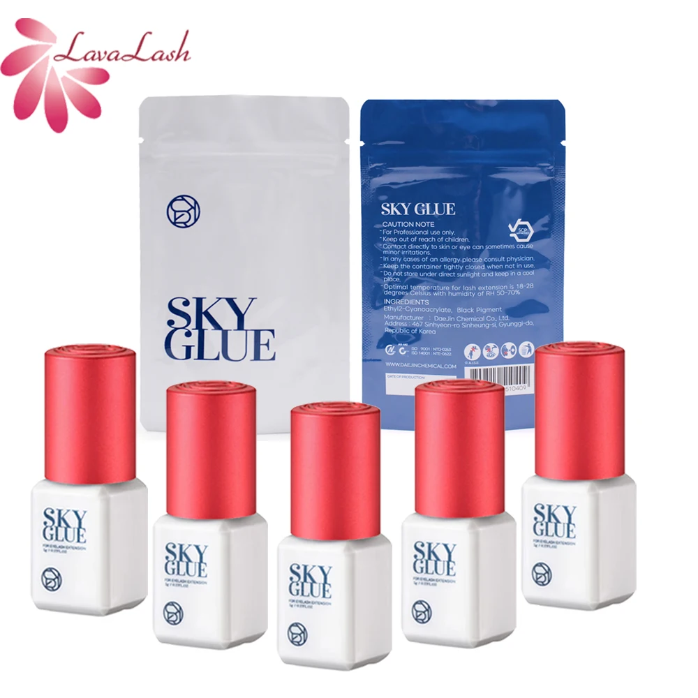 5g Original Korea Eyelash Extensions Sky Glue S+ with Red Cap 1-2 Seconds Dry Time 6-7 Weeks Fastest and Strongest Lash Glue