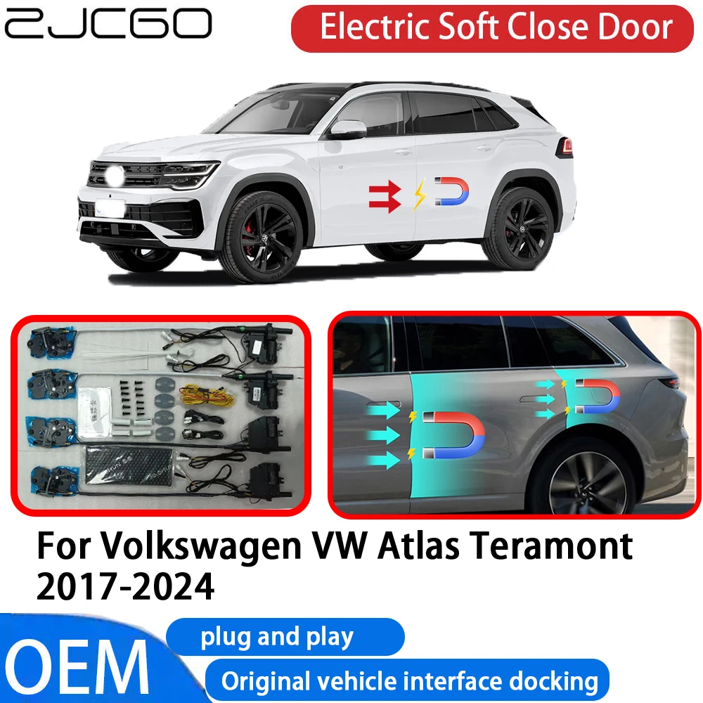 

ZJCGO for Volkswagen VW Atlas Teramont 2017-2024 Car Automatic Electric Soft Close Door Closer System OEM Plug and Play
