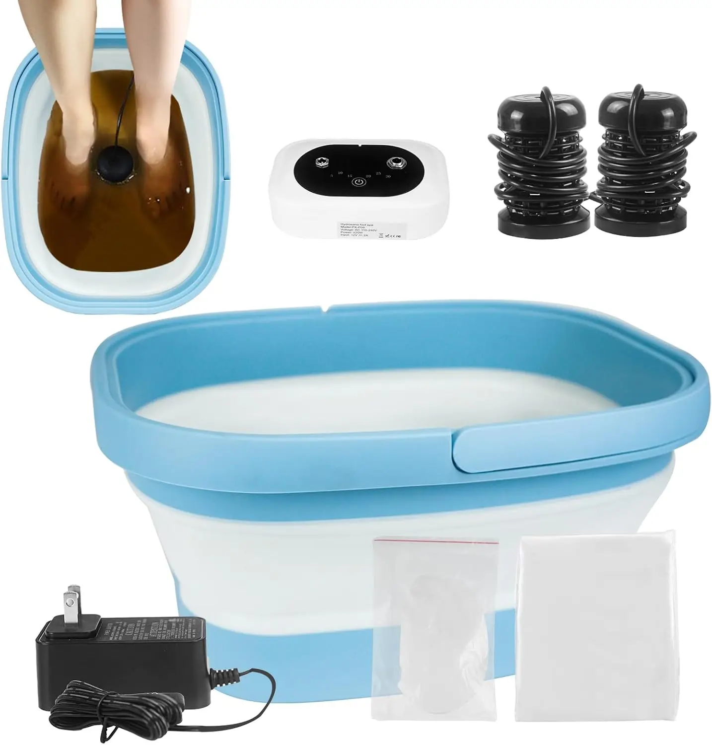 

Portable Ionic Foot Spa Detox Machine with 2 Arrays, 80 Liners, Sea Salt & Folding Bathtub for Relaxation