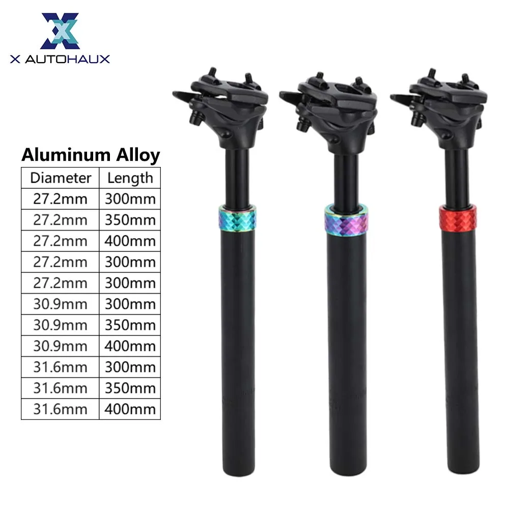 X Autohaux Bike Seat Posts 27.2mm 30.9mm 31.6mm Suspension Shock Absorber Black Cycling Replacment Parts Length 300/350/400mm