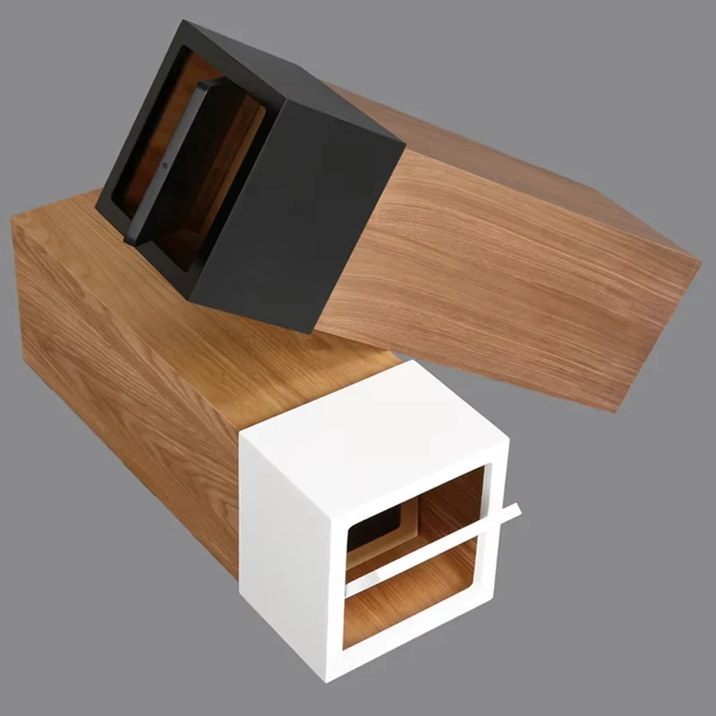 Tall Standing Wood Grain Trash Can with Flip Lid Nordic Square Garbage Bin Large Capacity Dustbin for Bathroom Kitchen Living Ro