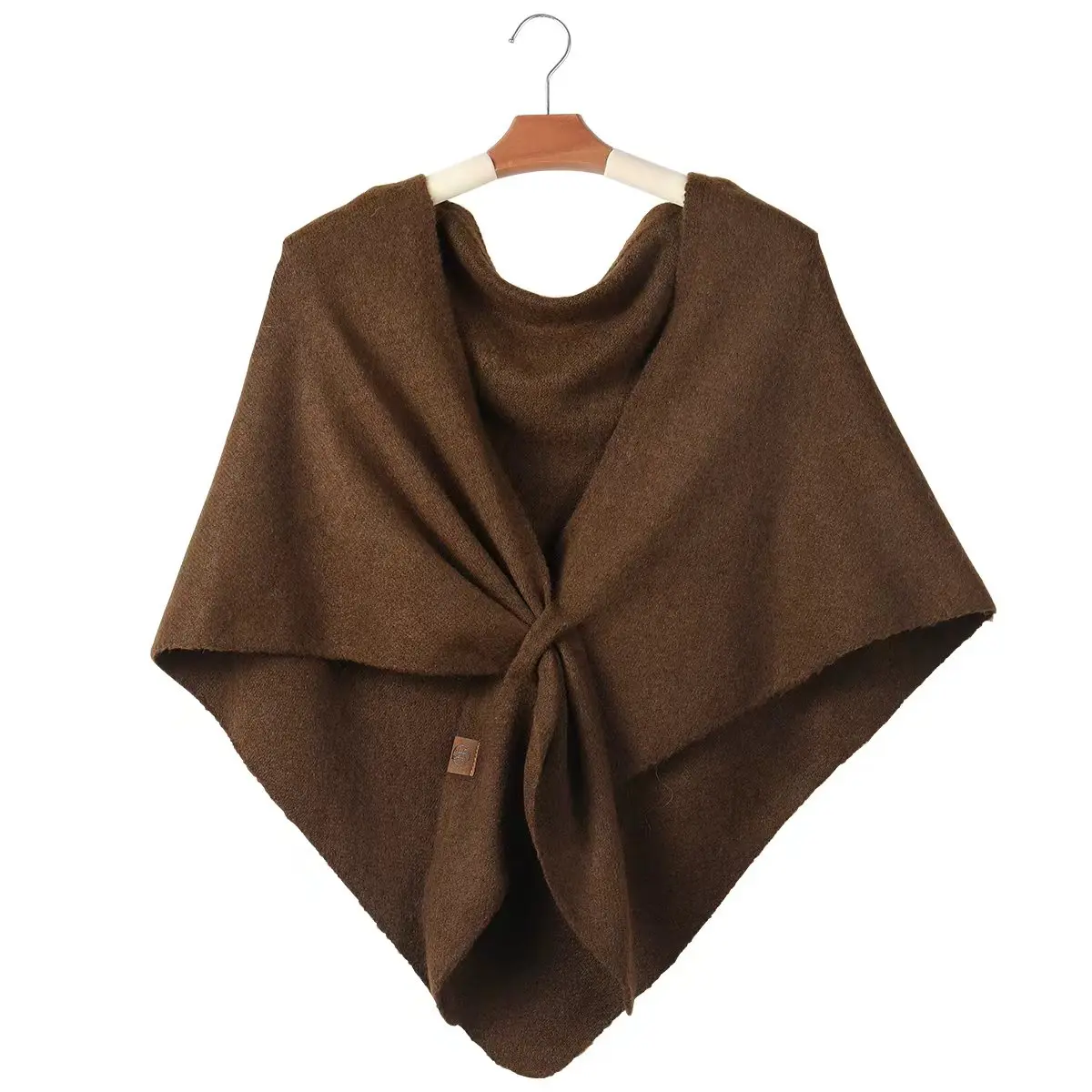 Simple Solid Color Knitted Triangle Shawl, Trendy Fashion Wrap Scarf, Warm Autumn Winter Blended Wool Shoulder Cape