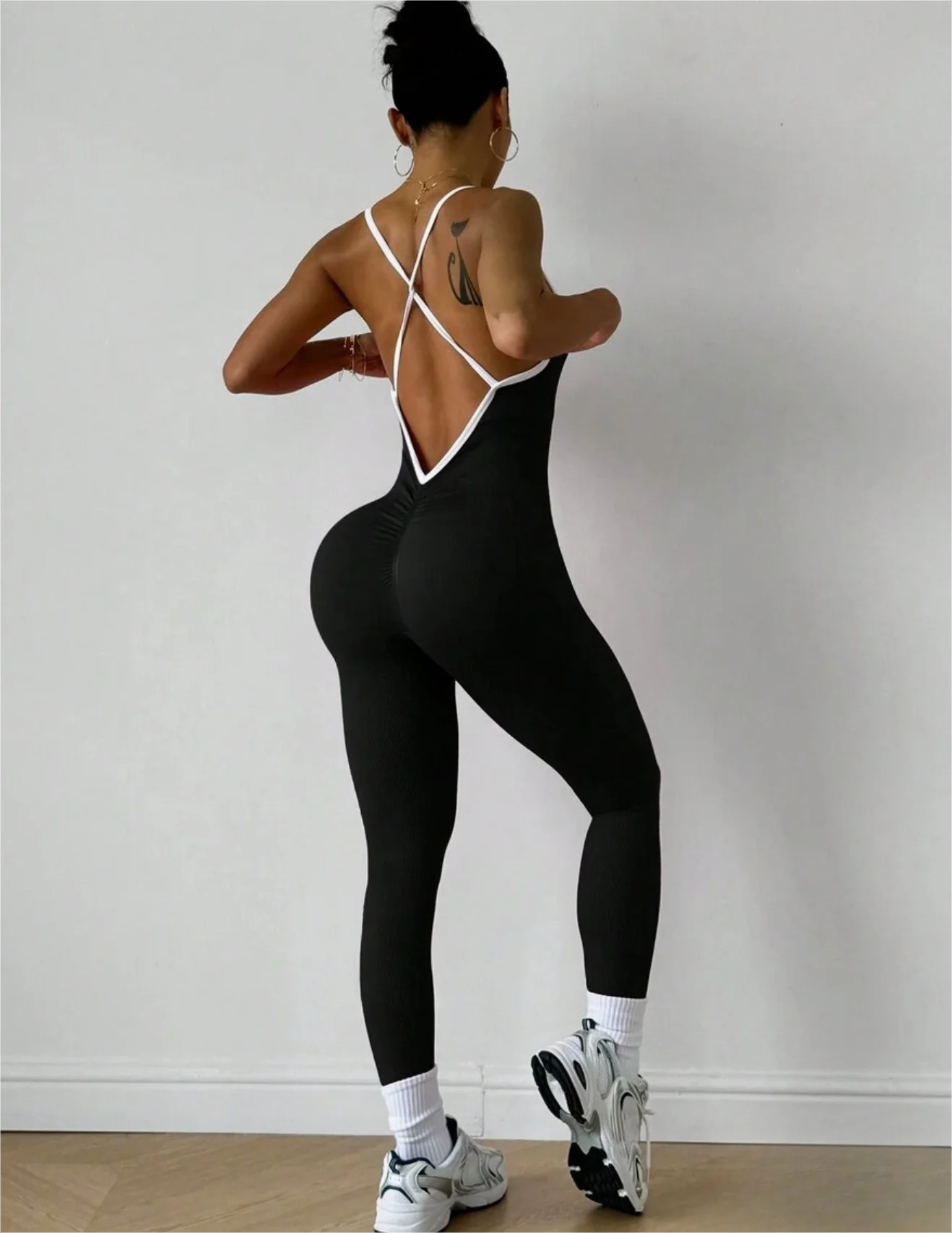 

Бесшовный комбинезон для йоги, женский спортивный комплект на тонких бретельках, леггинсы для тренировок в тренажерном зале, бюстгальтер с подкладкой, цельные боди для фитнеса