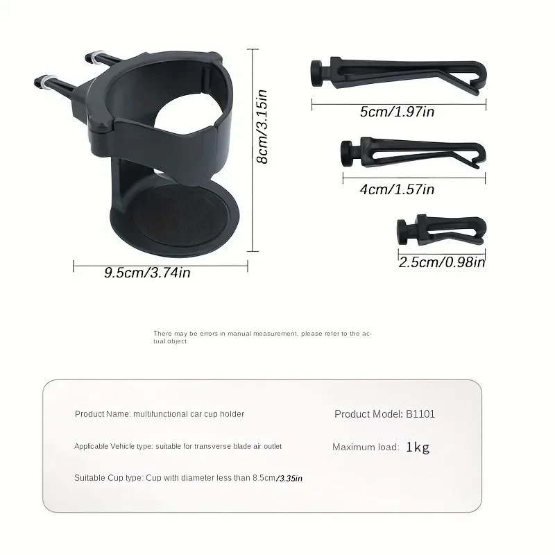 Universal Car Cup Holder with Handle ABS Material Vent-Convenient and Safe Drink Holder for Cars and Trucks No Battery Required view 4