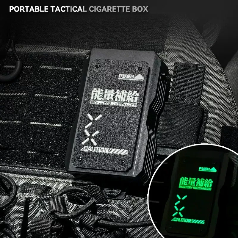 Portable Tactical Night Light Recognition Cigarette Box Pressure Resistant Sliding Cover Outdoor Storage EDC Protective Box