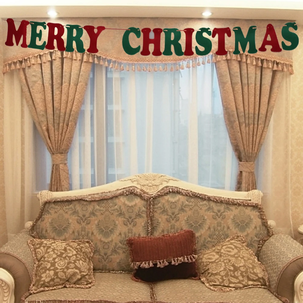 

Hanging Banner Bunting Felt Merry Christmas Letters Garland with Locked Edge Natural Material for Wedding Party Decor S007