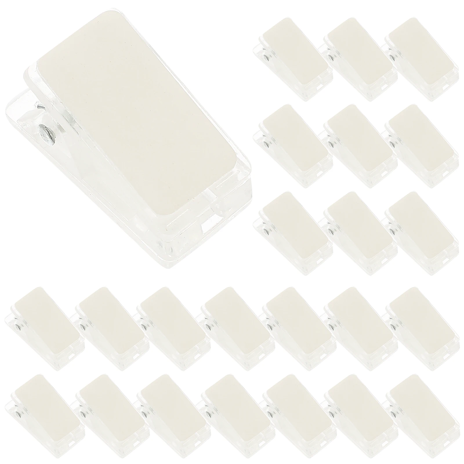 30Pcs Badge Holder Clip Transparent Self Adhesive Wall Mount Clips for Id Cards Name Tags Posters Lightweight Plastic Spring