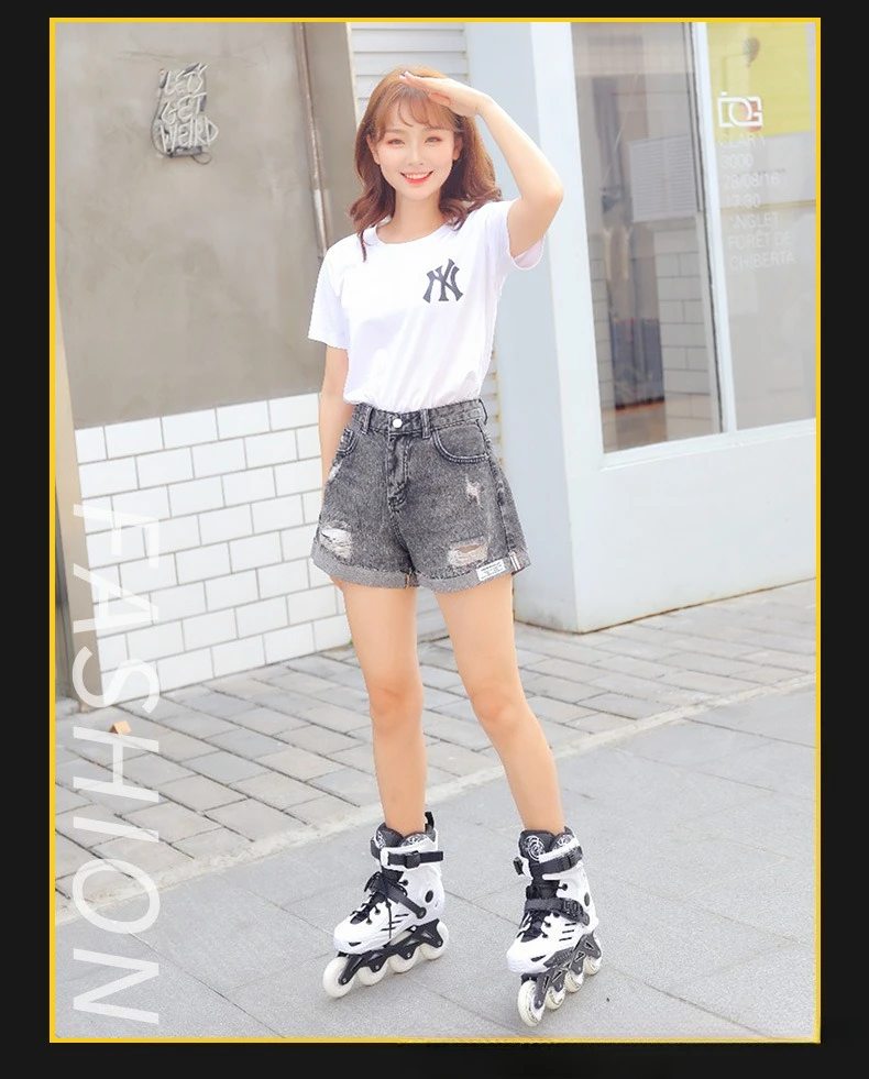 زلاجات تزلج على الجليد للبالغين، زلاجات بعجلات مضمنة للبالغين، زلاجات دوارة للمبتدئين، أحذية مسطحة بصف واحد