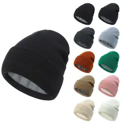 Winter Soft Thick Fleece Lining Beanie Hat for Men Women Warm Kniting Cuffed Beanie Outdoor Ski Hats Unisex Cycling Ski Caps