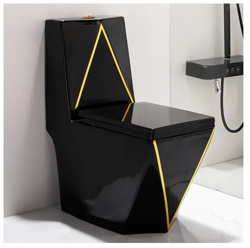 

User-friendly Toilet for luxury ceramic bathrooms, ceramic flush integrated black gold toilet for GN450TB