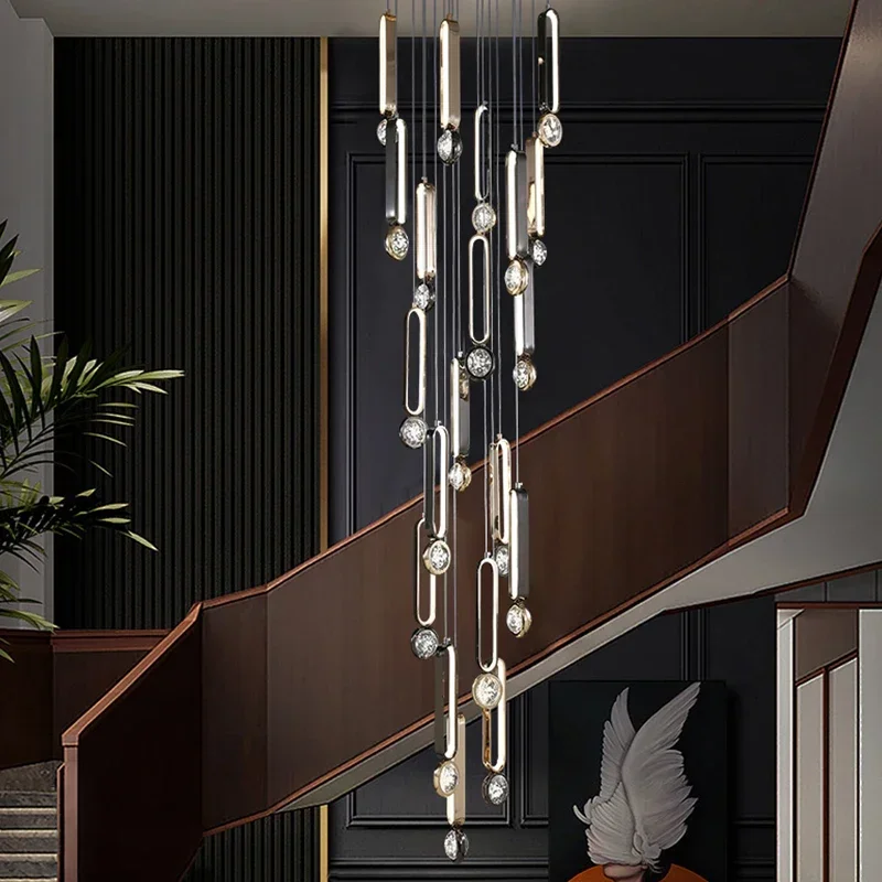 Modern Led Pendant Light Chandelier For Staircase Living Room Decor Indoor Hanging Lighting Lamp
