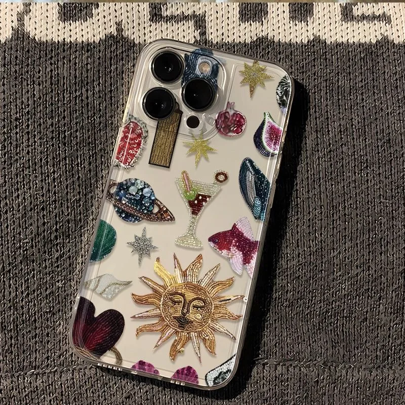 

Красочный чехол для телефона со звездами и луной для IPhone 16 Pro Max 15 14 13 12 11, противоударный чехол-бампер, чехол Funda 16E 15 14 13