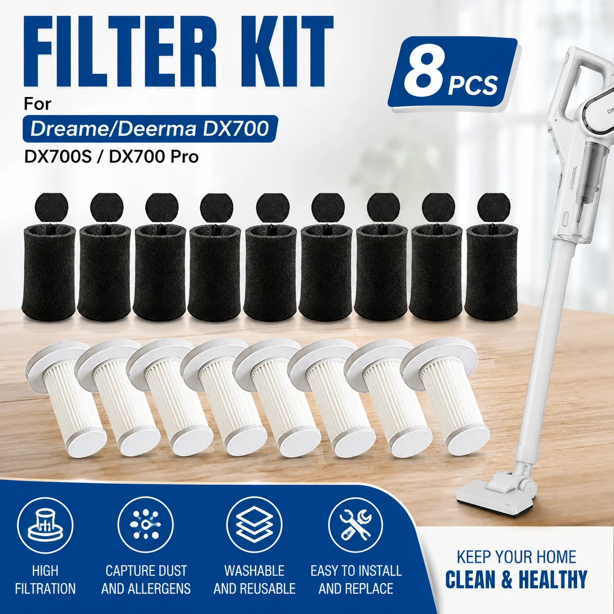Handheld Vacuum Cleaner Hepa Filter Sponge Filter Kit for Xiaomi Deerma DX700 DX700S Vacuum Spare Part Accessories