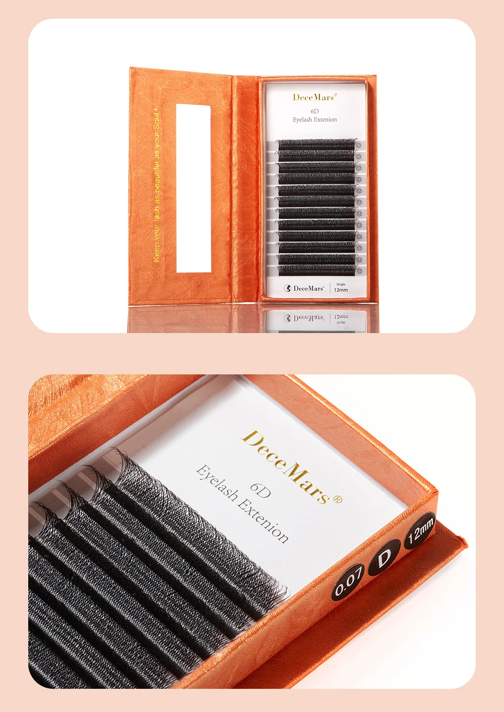 DeceMars 6D-W Shaped Eyelash Extension (12line/Tray)