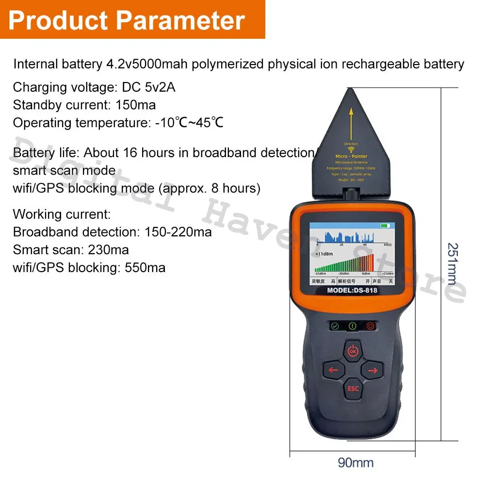 Imagem -03 - Rastreador Gps Localizador Anti Espião Câmera Escondida Câmeras Espião Gsm Wiretap Sinal de Som Dispositivos Espião Detector Analisador Wi-fi Profissional