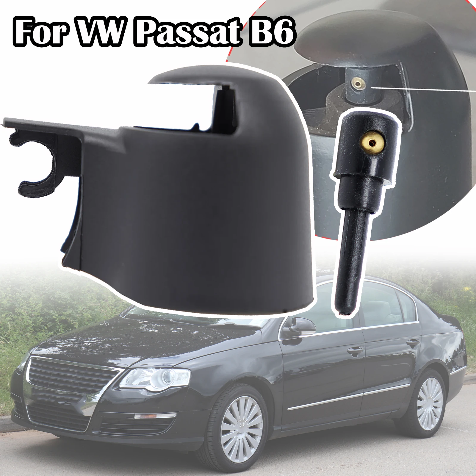 

For VW Passat B6 B7 Rear Wiper Arm Rocker Bolt Cover Cap Washer Jet Nozzle 2005 - 2007 2008 2009 2010 2011 2012 2013 2014 2015