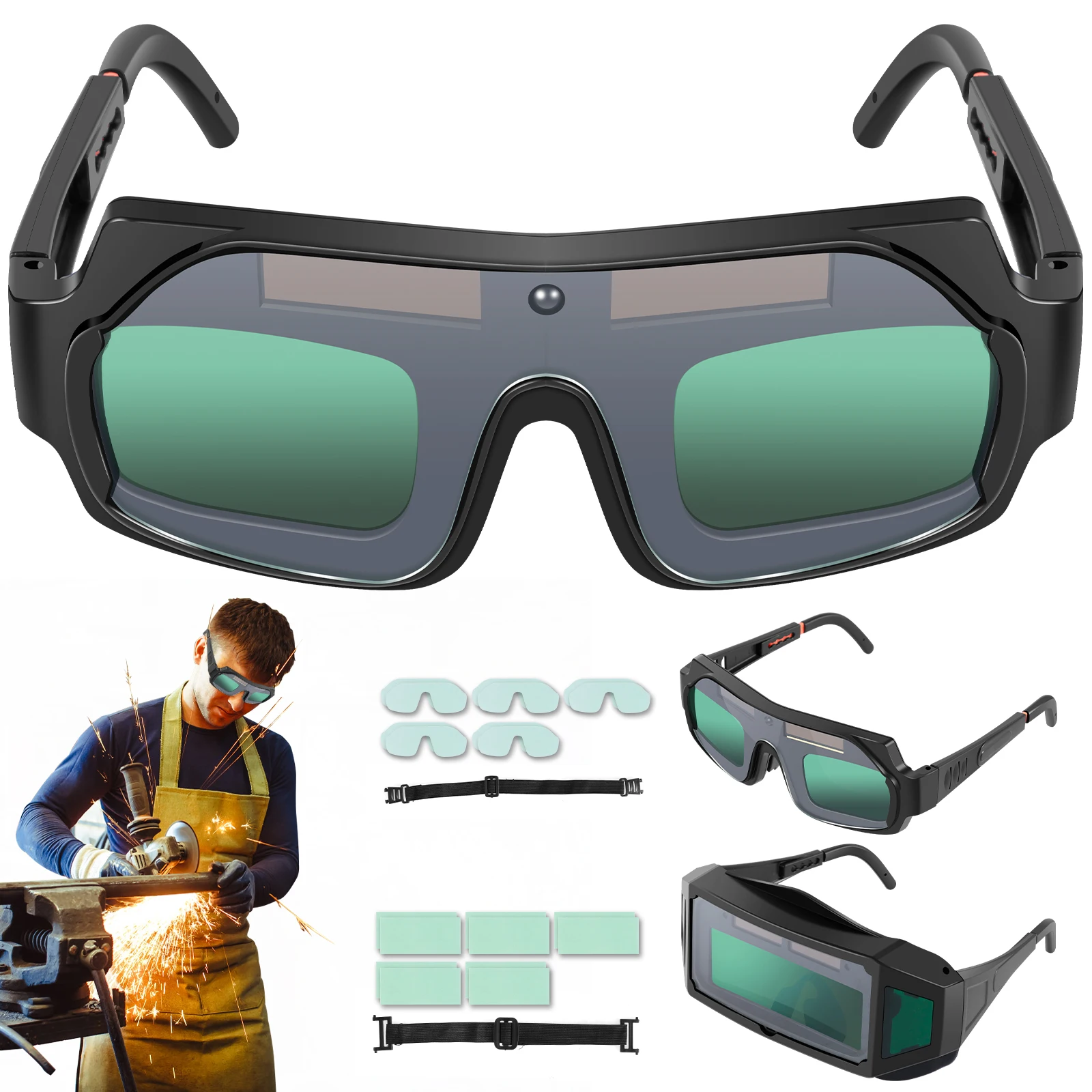 Auto Dimming  Welding Glasses Solar Powered Welding Goggles Protective Safety Anti-Glare Welding Eye LCD Glasses Accessories