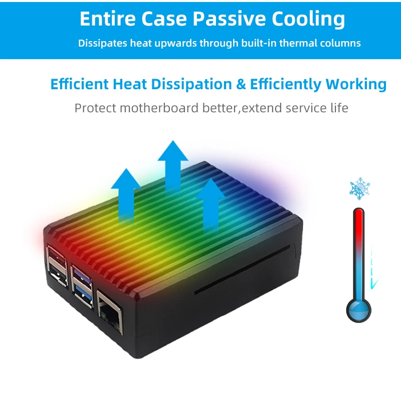 Aluminum Alloy Case for Raspberry Pi 4 Black Box Metal Shell Passive Cooling Enlosure Case for Raspberry Pi 4 Model B