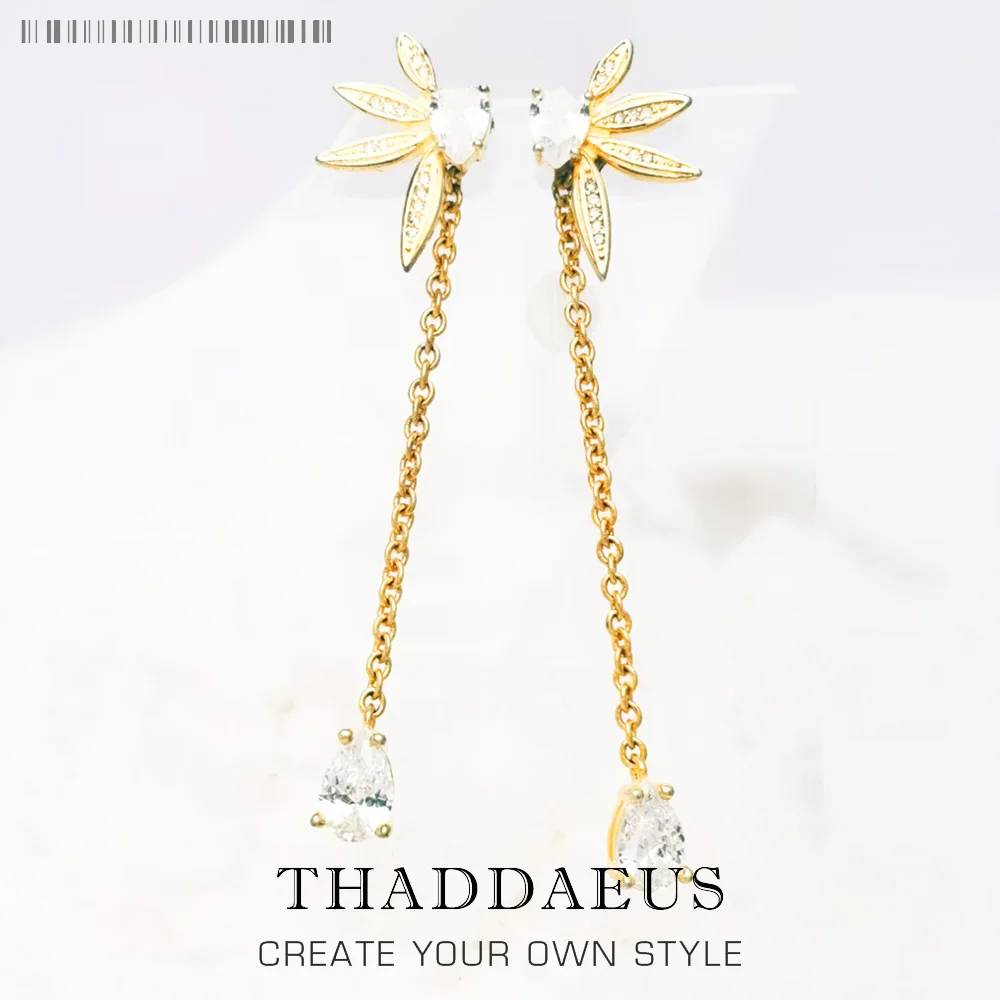 

Женские серьги-капельки из серебра 925 пробы с листьями