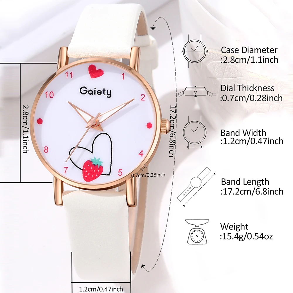 GAIETY Love Strawberry Arabic Digital Dial Watch Sweet Couple Casual Quartz Watch Is The Perfect Gift For Her (No Box)