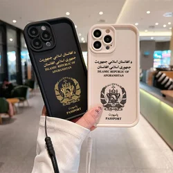 Afghanistan Passport Phone Case for IPhone 16 15 14 13 12 11 Pro Max Mini XR XS X 7 8 Plus Soft TPU Back Cover With Hand Strap