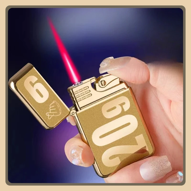 

Metal Jet Red Flame Lighter Luminous Cigar Lighter Refillable Butane Adjustable Flame Portable Windproof Gas Lighter Men's Gifts