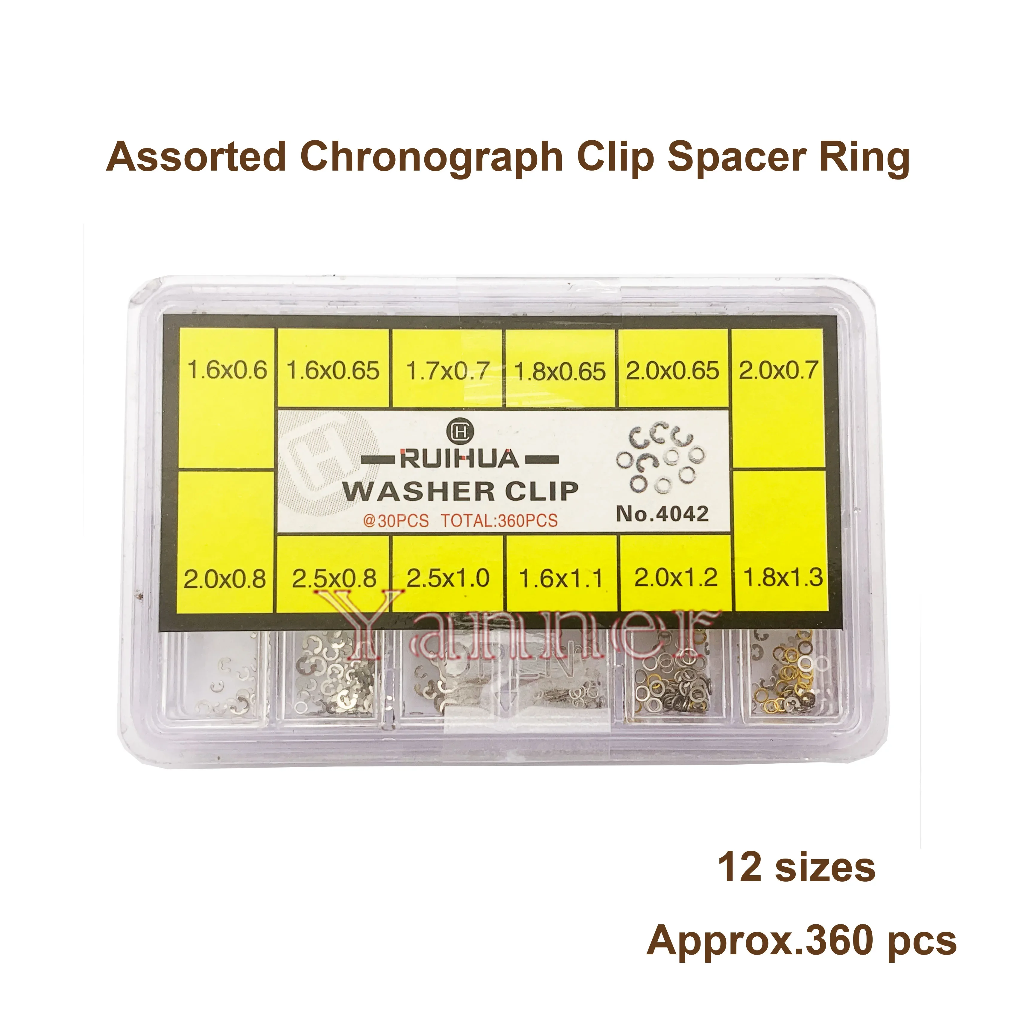 360Pcs Watch Washer Clip Spacer Ring Kit 12 Sizes Watch Pusher Button Circlip for Watch Chronograph Repair Parts