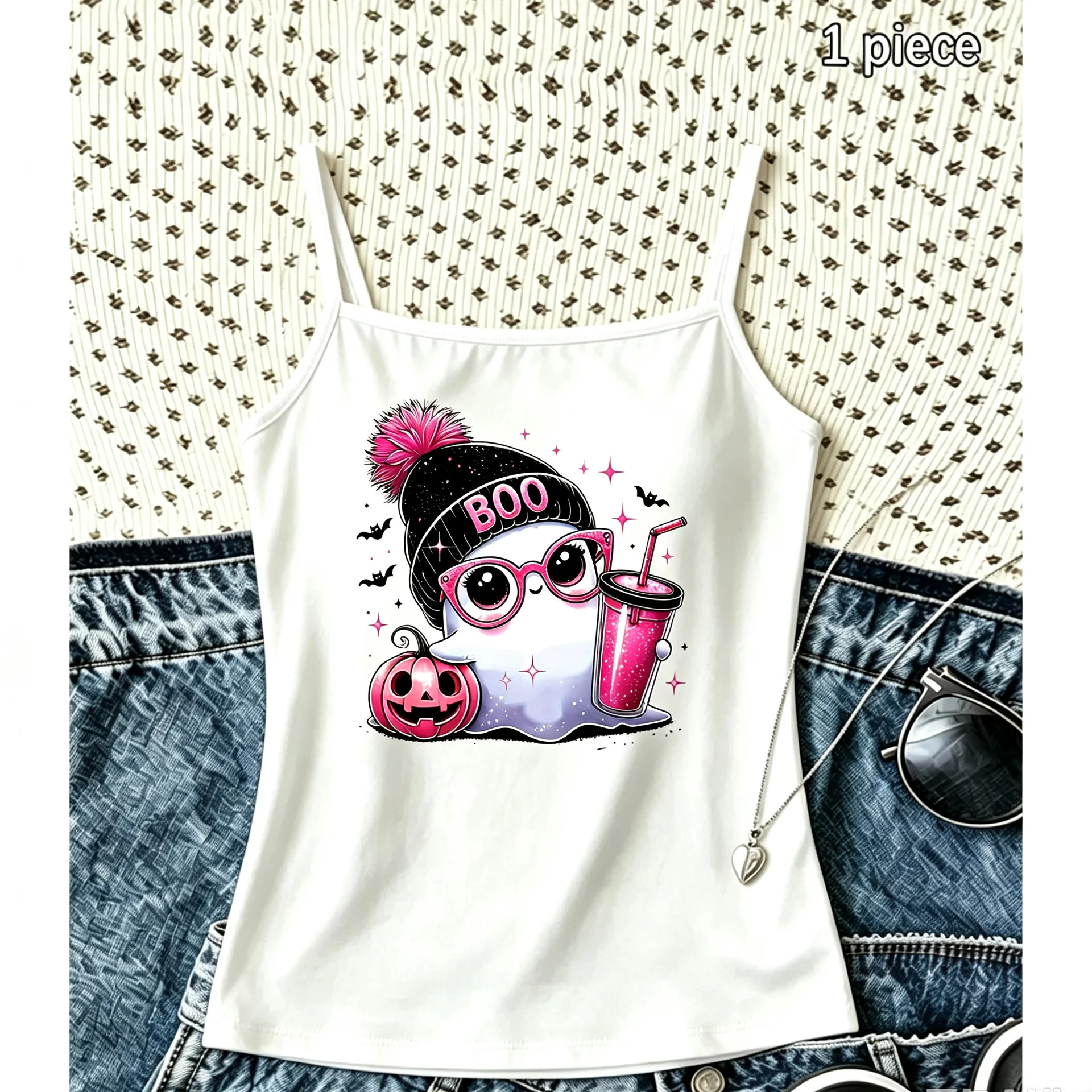 Retro Halloween Star Print Camisole Women Vintage Style Tank Top Girly Core Sleeveless Vest Trendy Fashion Shirt