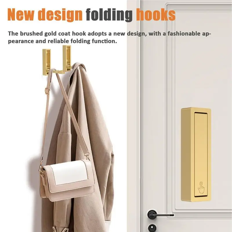 Folding Coat Hooks Rustproof Alloy Valet Hook Heavy Duty Wall Hooks With Screws 55 Lbs Space-Saving Storage Organizer Hooks For