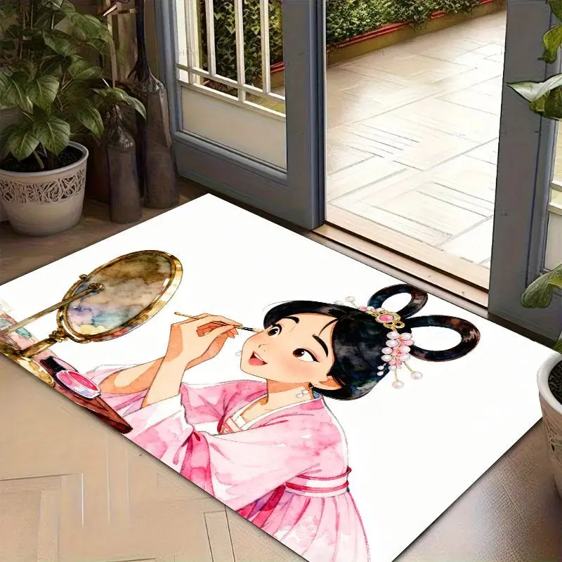 1 قطعة لطيف أنيمي فتاة ماكياج الغرور الكلمة حصيرة ، Kawaii النمط التقليدي الكرتون الأميرة خلع الملابس منطقة البساط ، لينة عدم الانزلاق ديكور