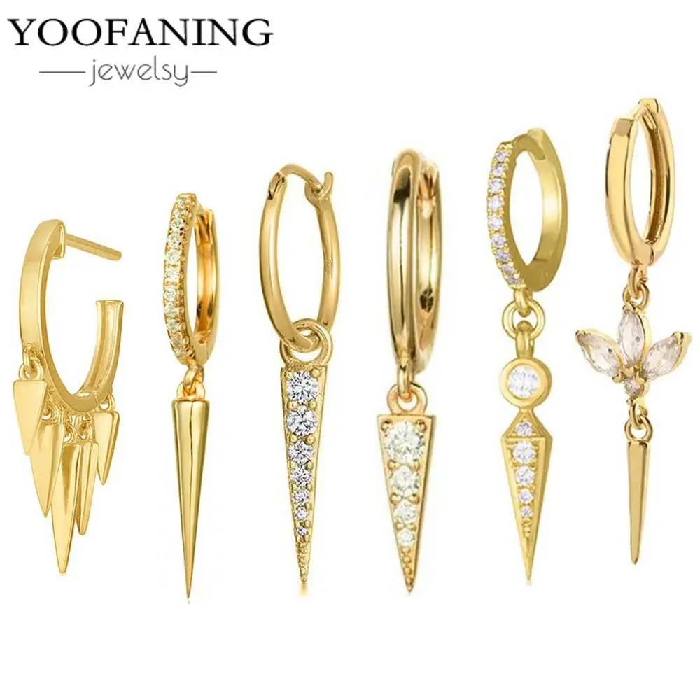 

Популярные серьги-кольца из стерлингового серебра 925 пробы 925, модные роскошные золотые серьги-кольца с белым цирконием, острые серьги для женщин, ювелирные изделия