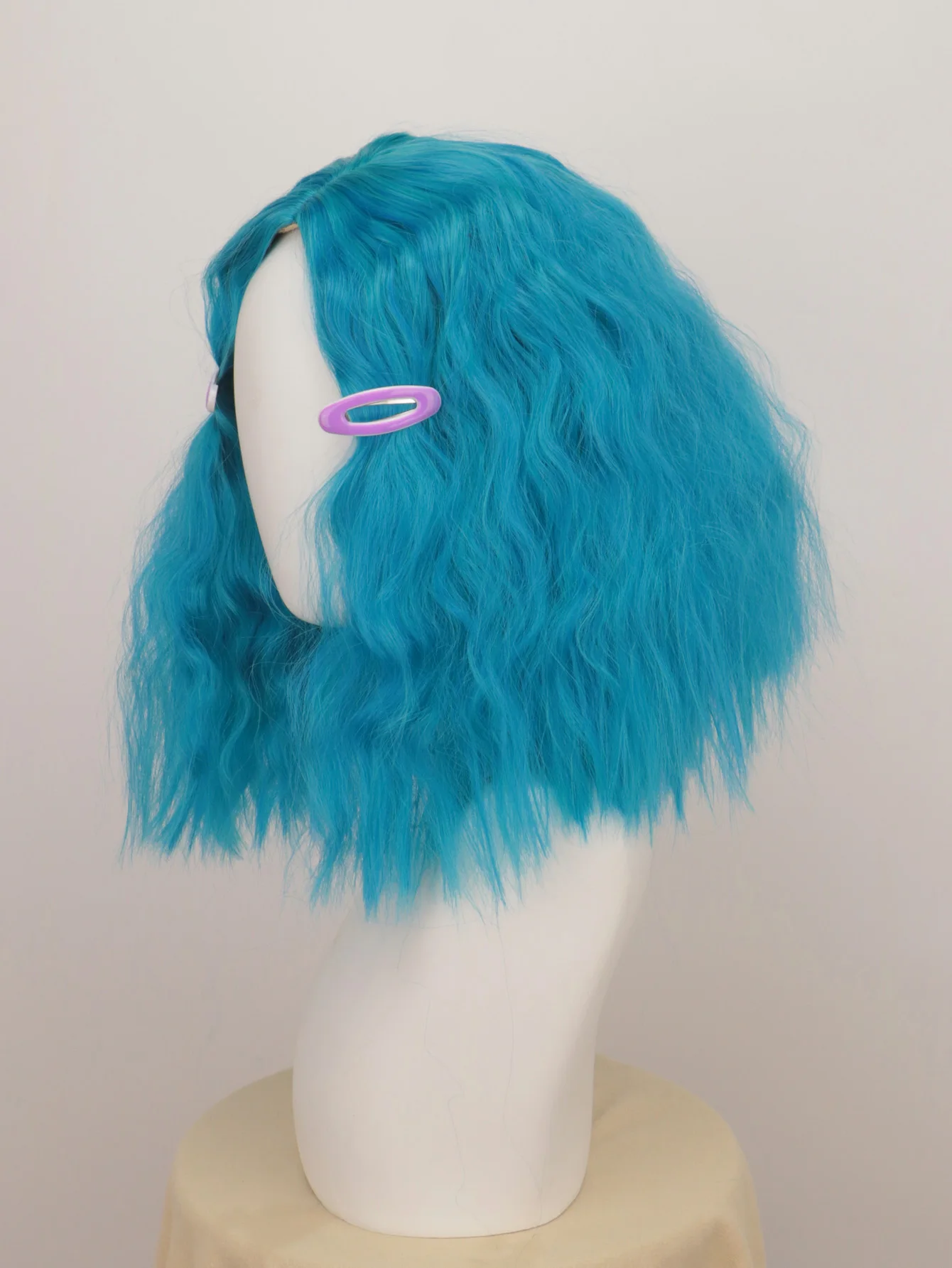 inside out Envy Cosplay Pruik voor Vrouwen Blauw Kort Krullend Haar Anime Kostuum Accessoire Perfect voor Halloween Feestjes