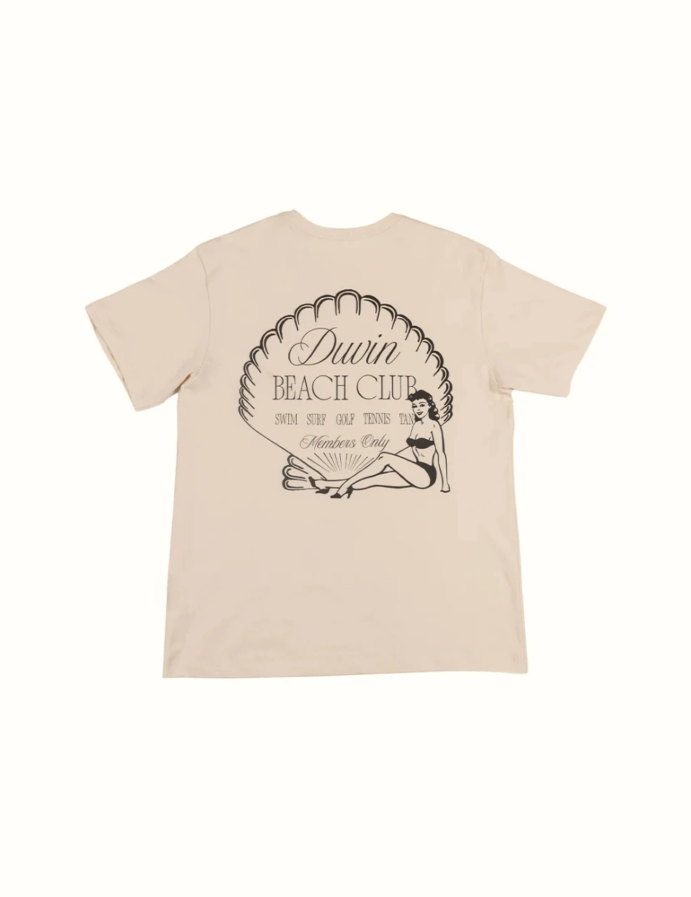 Retro 1950s Pinup Bikini Girl Shell Graphic Tee Cotton Mens Womens T-Shirt Summer Outdoor Casual Top