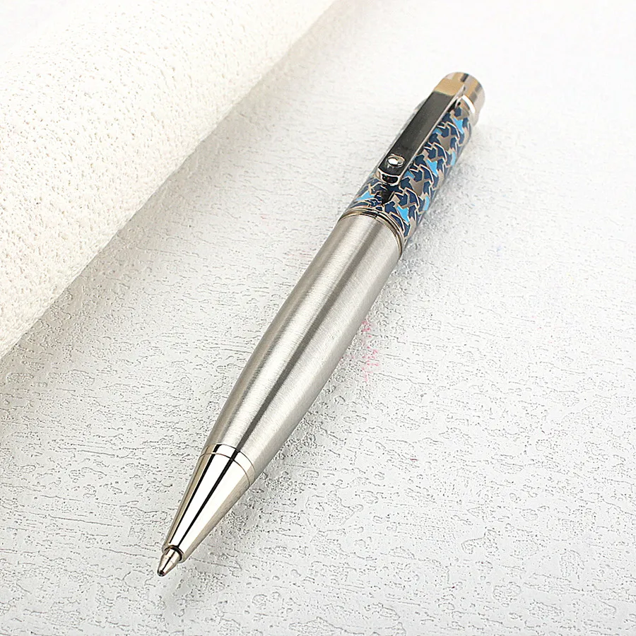 1 PCS 3010 Blue Fancy Smooth Writing Metal Twist Business Ball Pen(blue Ink )