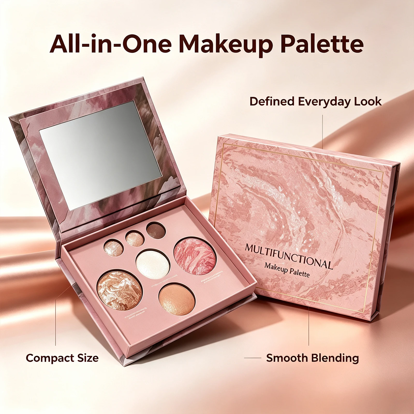 Multi Use Face Palette Eyeshadow Contour Blush Highlighter All In One Travel Makeup Kit