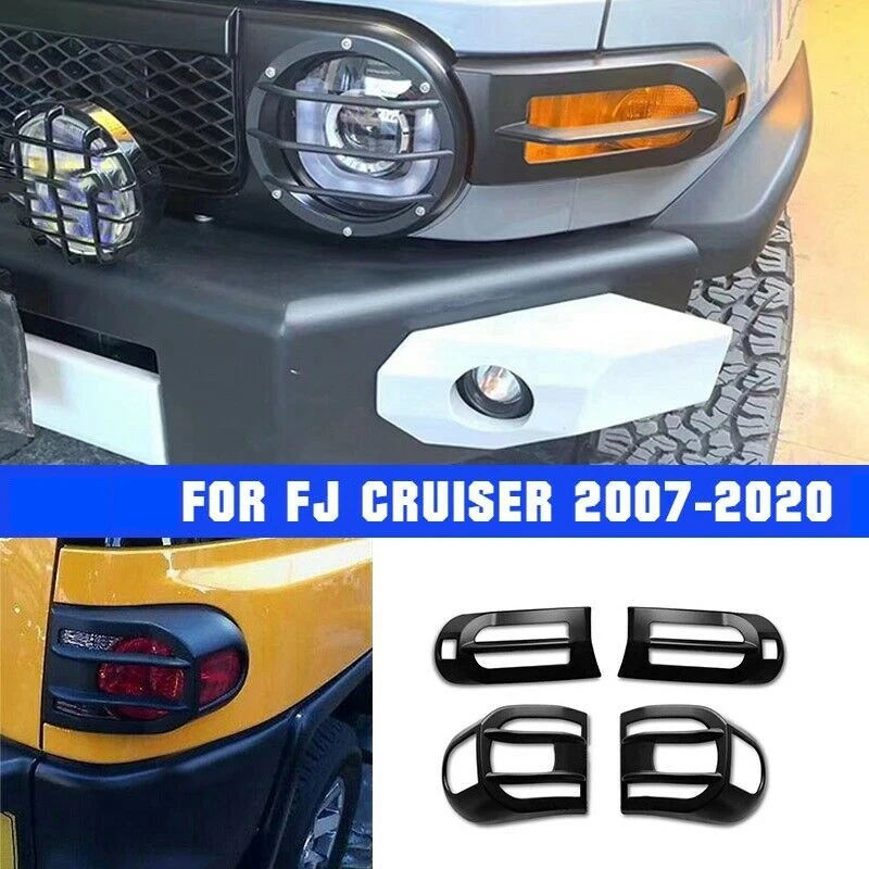 

4Pcs Car Front & Rear Tail Light Cover Trim Black For Toyota FJ Cruiser 2007-2020