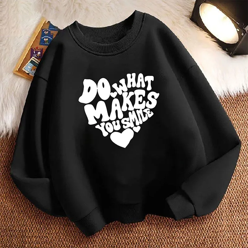2026 Lovely Do What Make You Happy Lette Hoodie Kinder-Sweatshirt Kapuzenpullover für Jungen Mädchen Lässige Hoodies Hip-Hop-Kleidung