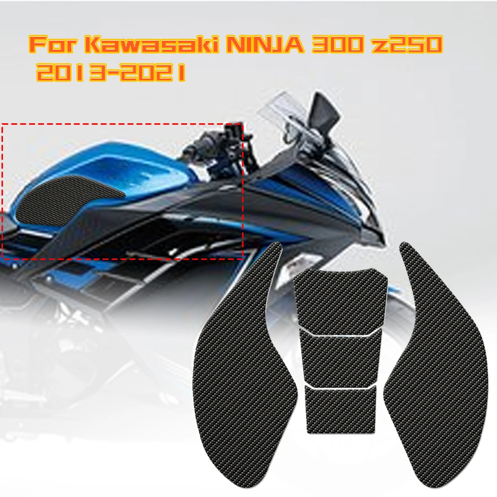 Motorcycle Accessories Side Tank Traction Pad Stickers Fuel Knee Grip Protector Anti Slip Decals For Kawasaki Ninja 250 300