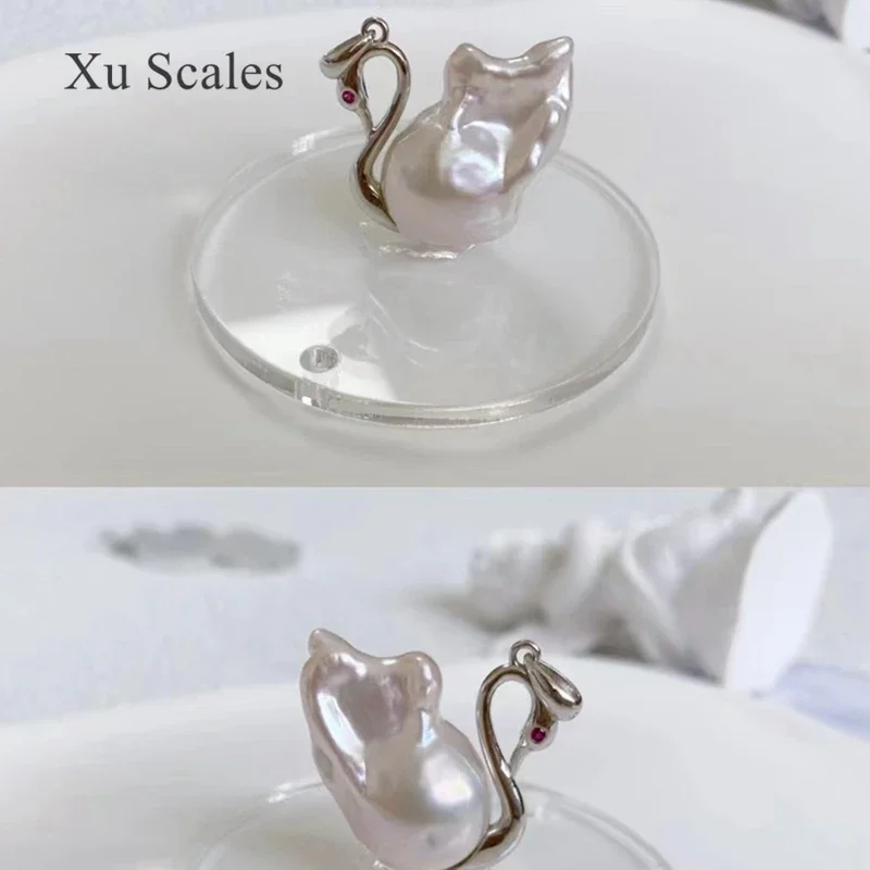 اليدوية Swan بها بنفسك سوان شكل قلادة المياه العذبة الطبيعية الباروك اللؤلؤ S925 فضة موضة شخصية فريدة للمرأة هدية