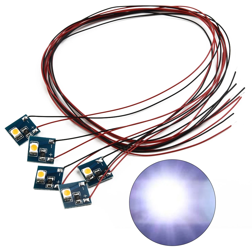 5pcs 12V LEDs White 20mA 20cm Wire For Model Railway Building Interior Lighting For OO HO Landscape Accessories Toys Xmas Decor