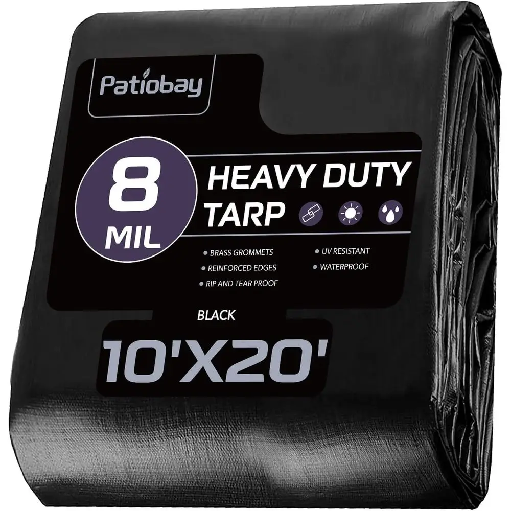 

Tarp 10x20 eet, 8 Mil Large Waterproo Tarps Heavy Duty with Grommets Every 23.6", Thick Plastic Tarp, UV Resistant Tear&ade Resi