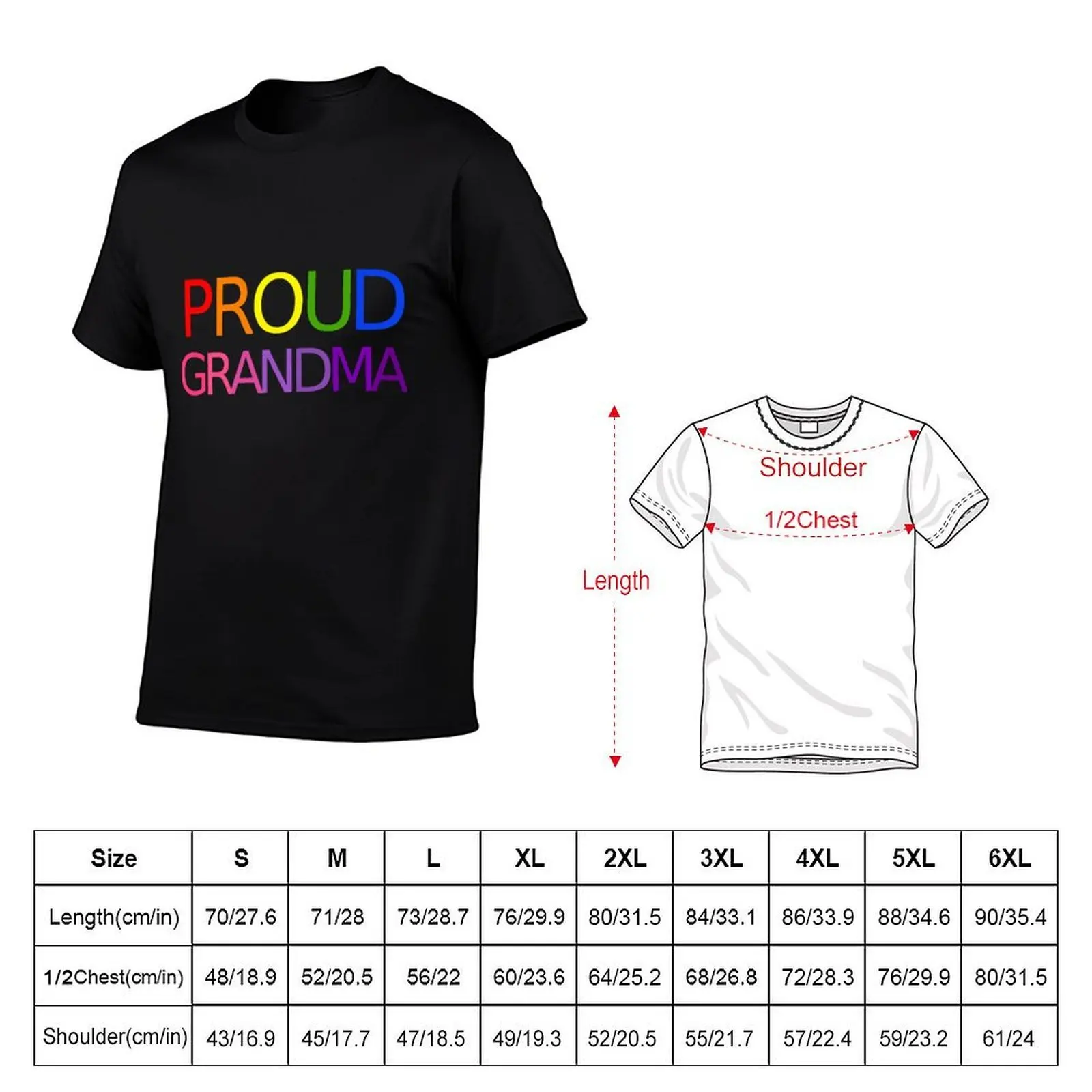Rainbow PROUD GRANDMA Pride Shirt T-Shirt, Summer Casual Cotton Tee, Oversized Streetwear Tops, Vintage Graphic Print