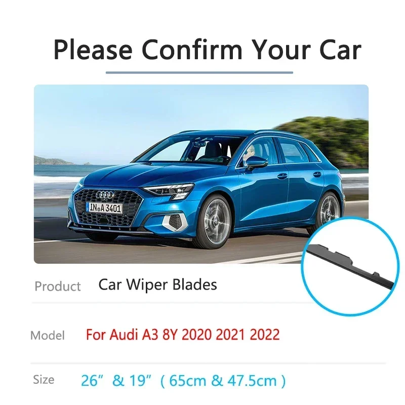 For Audi A3 8Y 2020 2021 2022 Accessories Windshield Windscreen Wipers Blade For Car Front Window Brushes High Quality 26 19